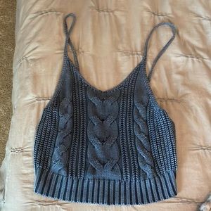 American Eagle navy crochet tank